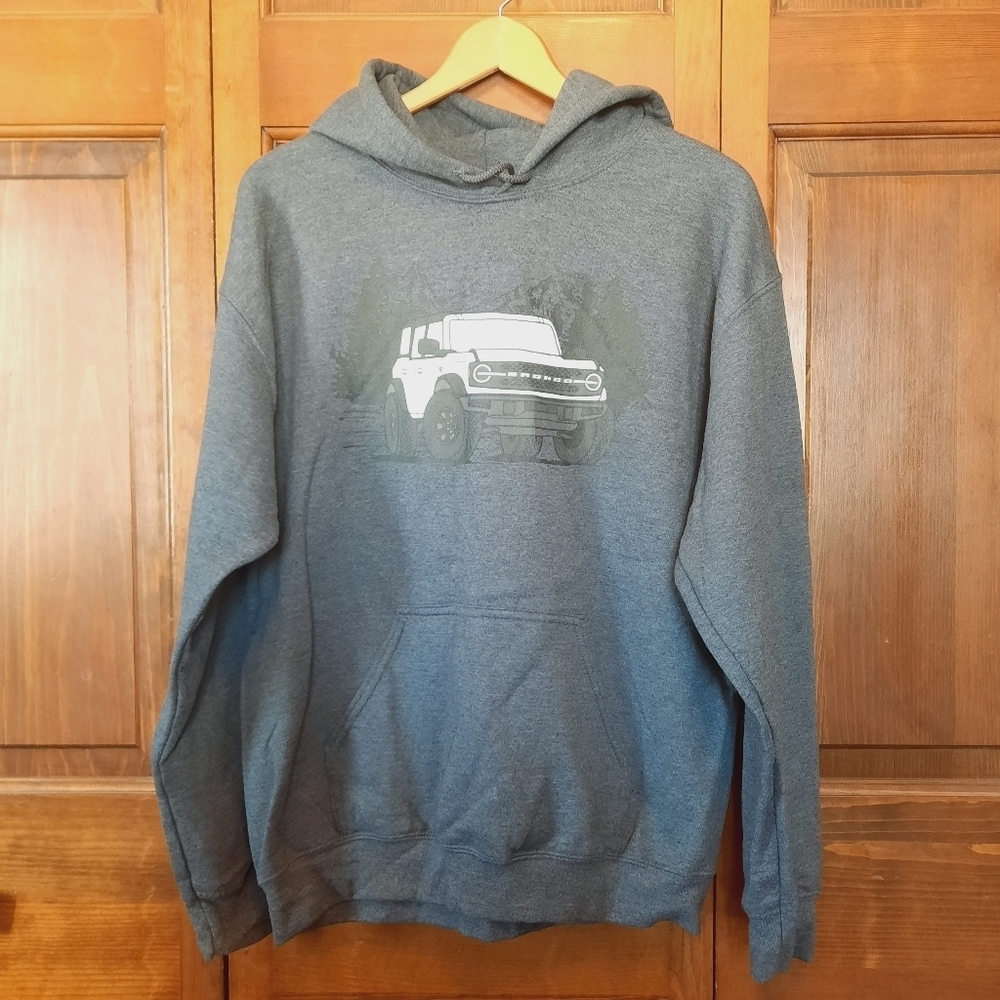 Gildan Ford Bronco Cotton Blend Charcoal Graphic Hoodie Sweatalshirt Size Medium